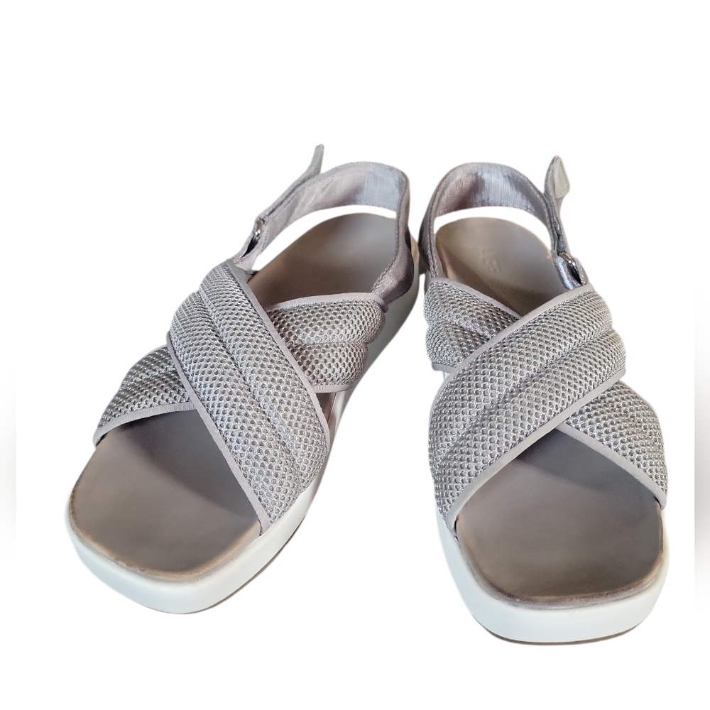 UGG Women's Nella Gray Adjustable Closure Wedge Heel Cushioned Sandals 11